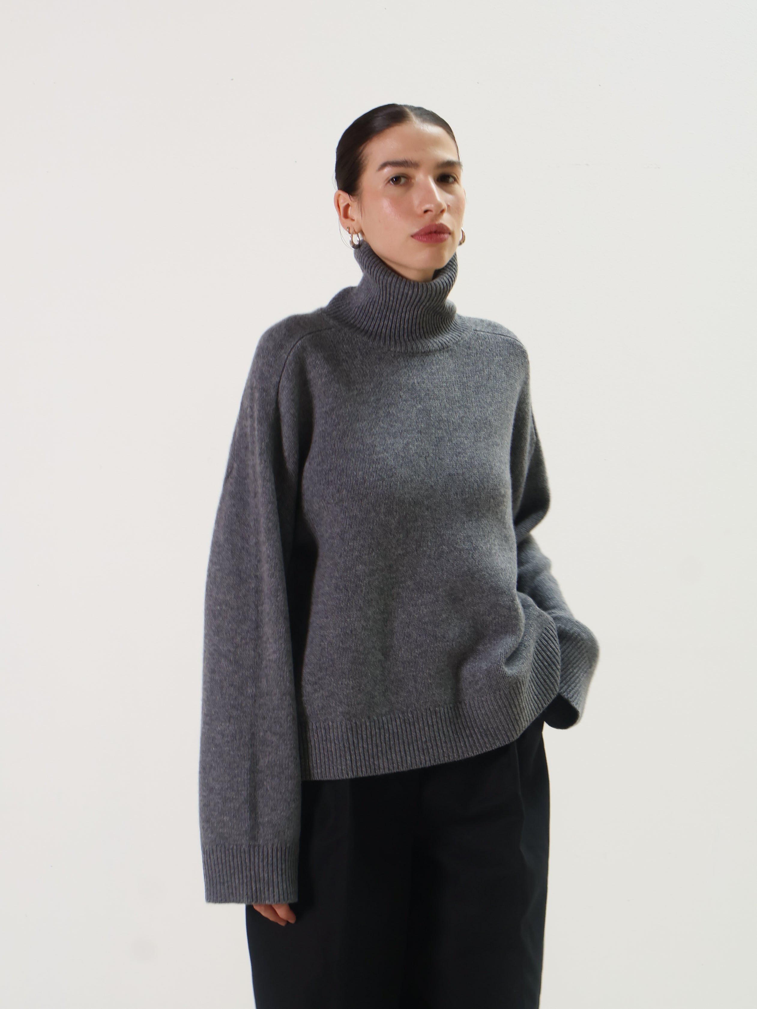 Rue Sophie Heather Grey Adel Turtleneck Sweater