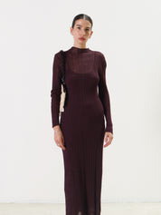 Fig Sheer Lurex Long Sleeve Maxi Dress