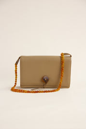 Vintage Camel Leather Purse w/ Lucite Chain