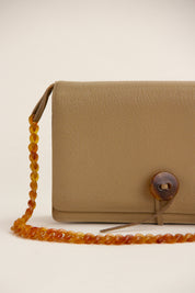 Vintage Camel Leather Purse w/ Lucite Chain