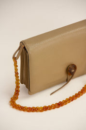 Vintage Camel Leather Purse w/ Lucite Chain