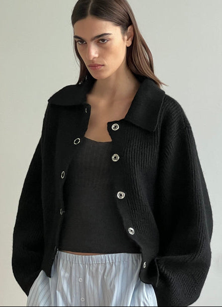 Deiji Studios Black Stud Cardigan