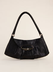 Vintage Furla Black Croc Leather Shoulder Bag