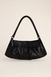 Vintage Furla Black Croc Leather Shoulder Bag