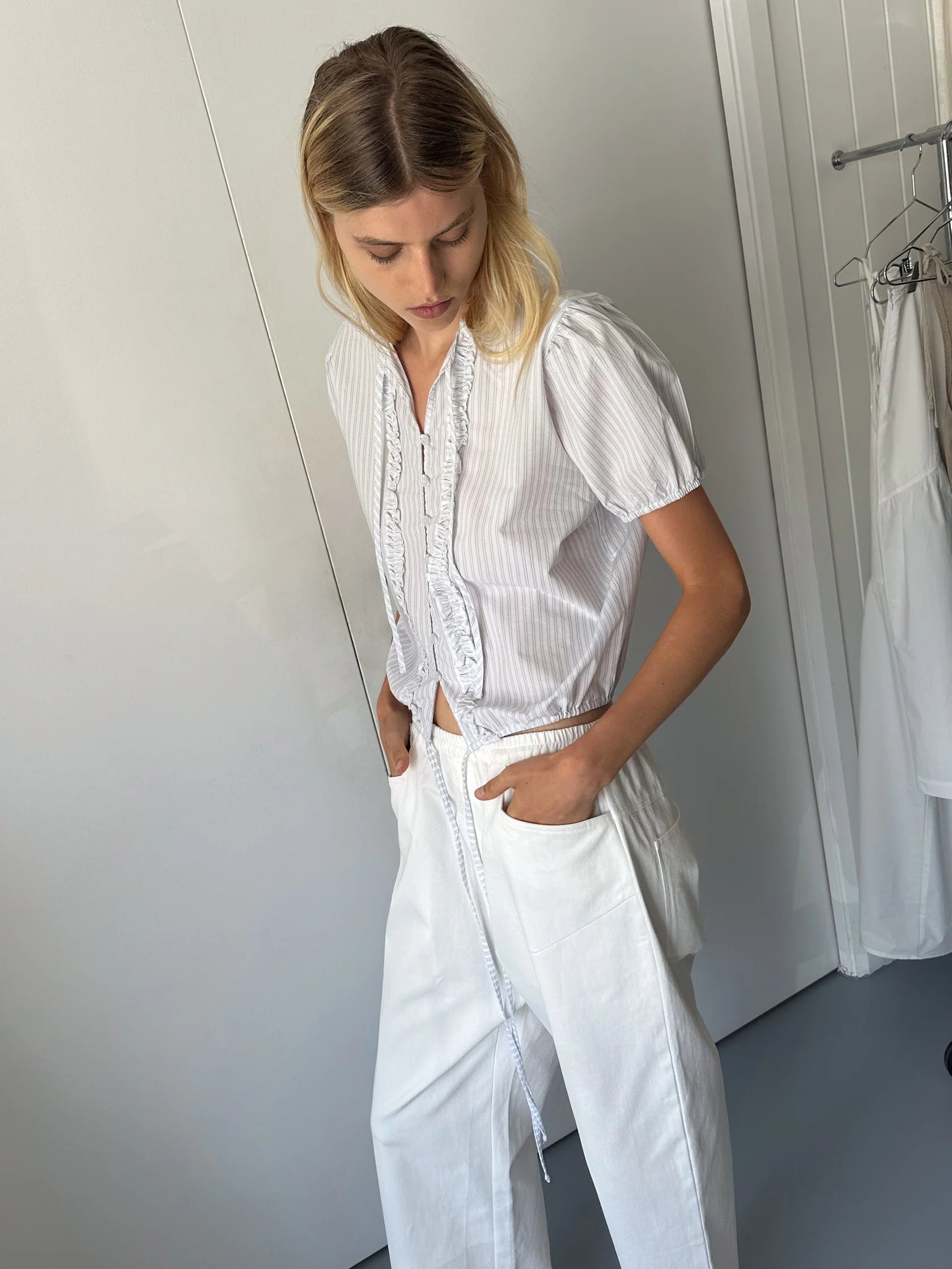 Deiji Studios White Square Pocket Pant