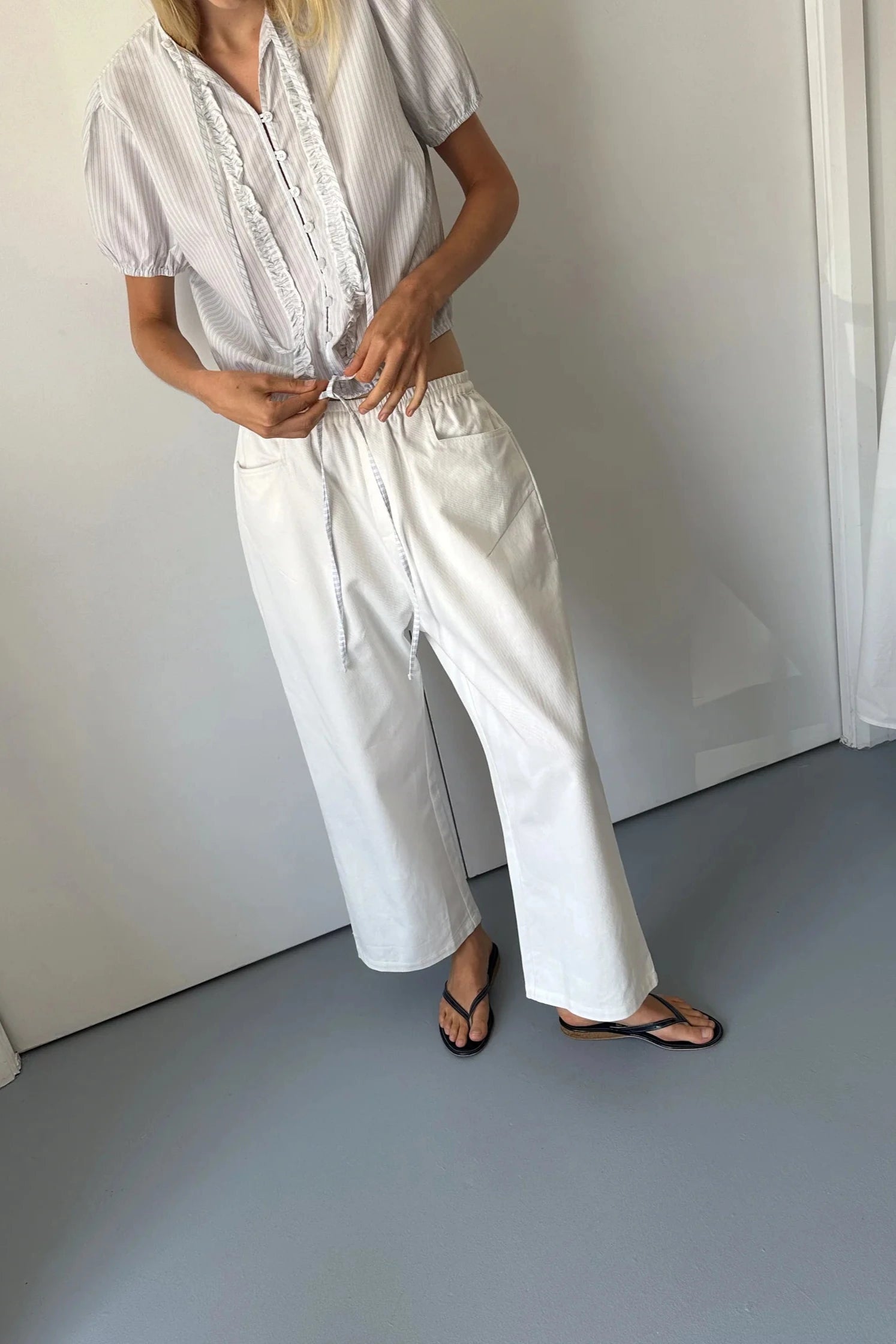Deiji Studios White Square Pocket Pant