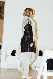 Vintage Black Leather Longline Jacket