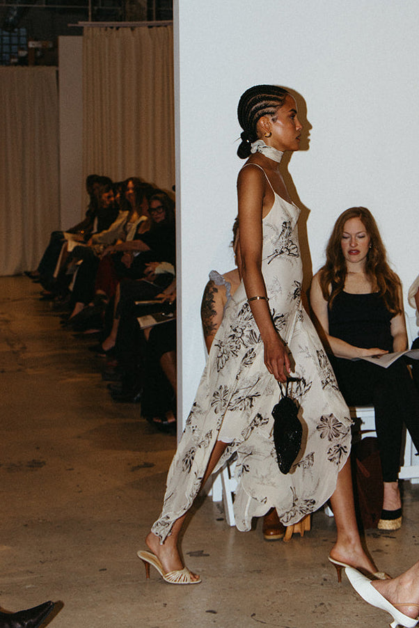 Vintage Cream Floral Silk Dress