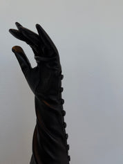 Vintage Italian Leather Black Button Gloves