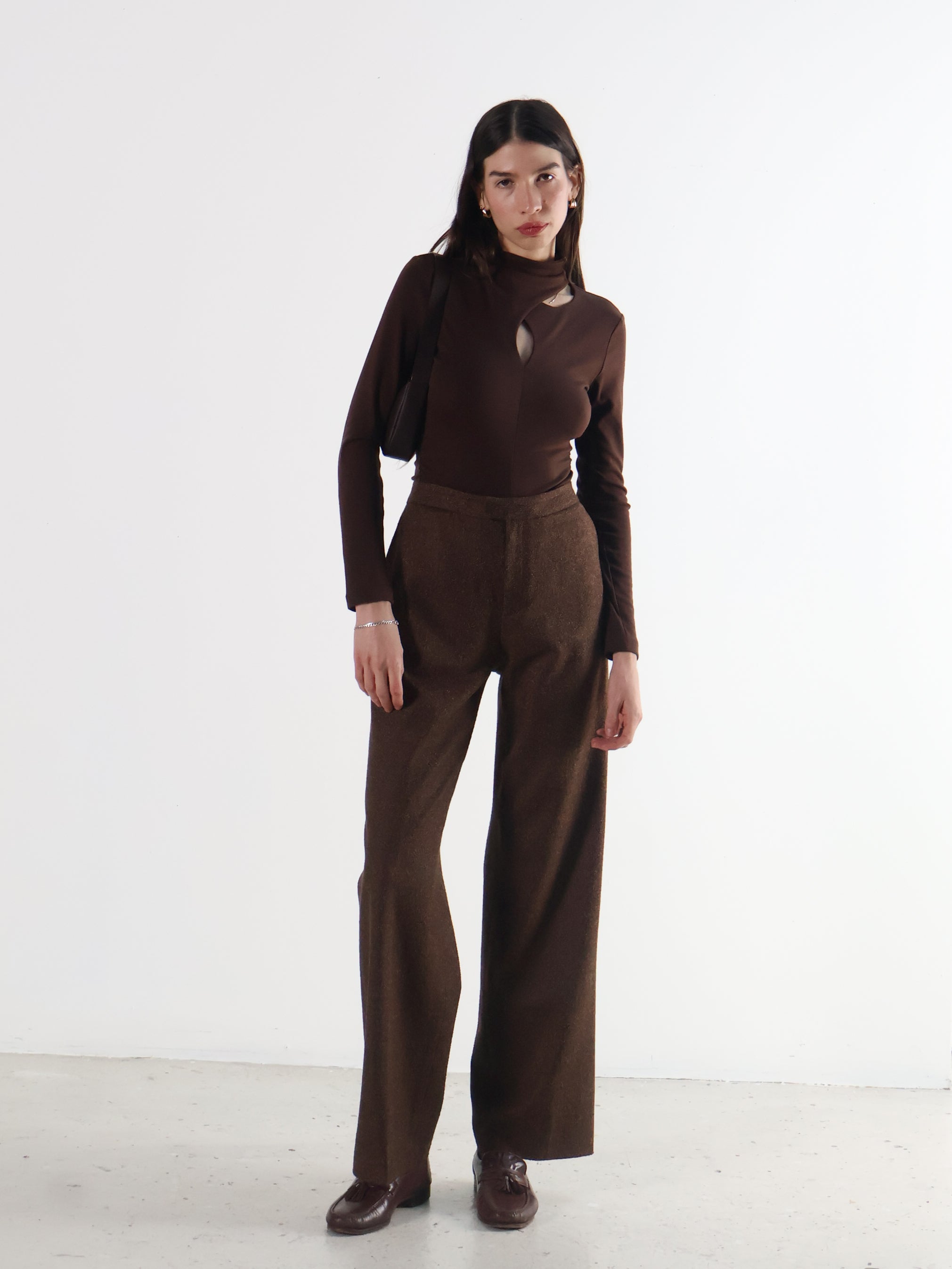 Brown Lorela Cutout Bodysuit