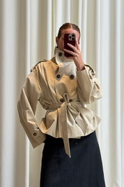 Khaki Cropped Trench Coat