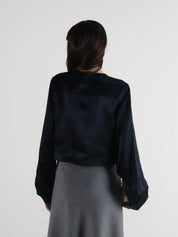 DAY Carin Cropped Black Satin Jacket