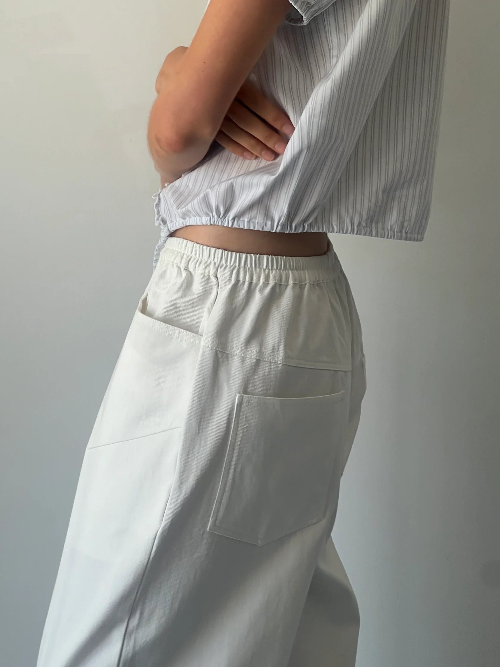 Deiji Studios White Square Pocket Pant