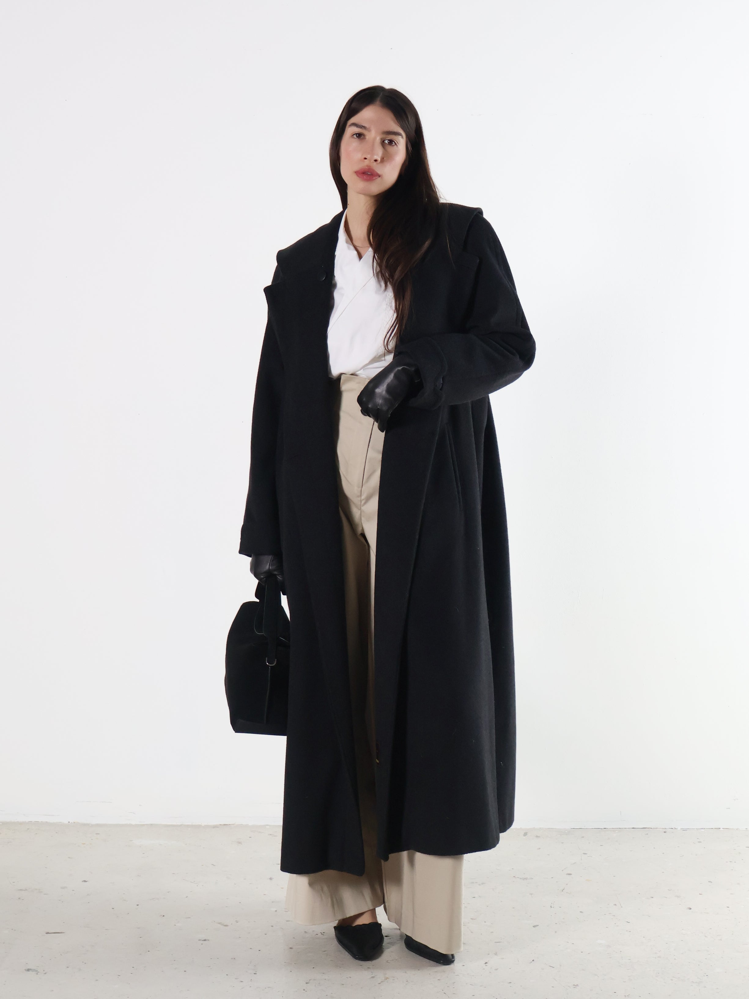 Vintage Cashmere & Wool Gray Long Coat