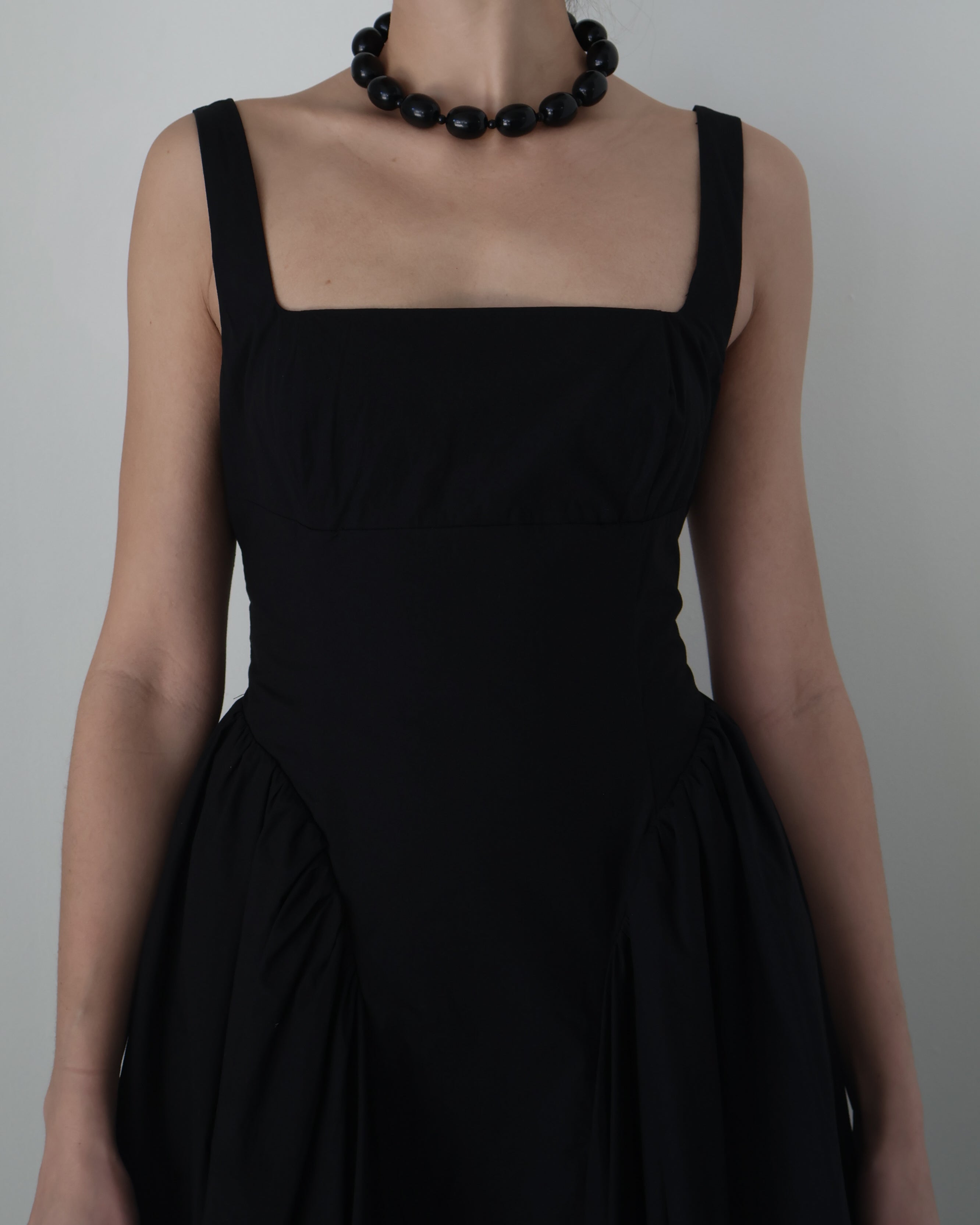 Black Contoured Waist Vinya Dress