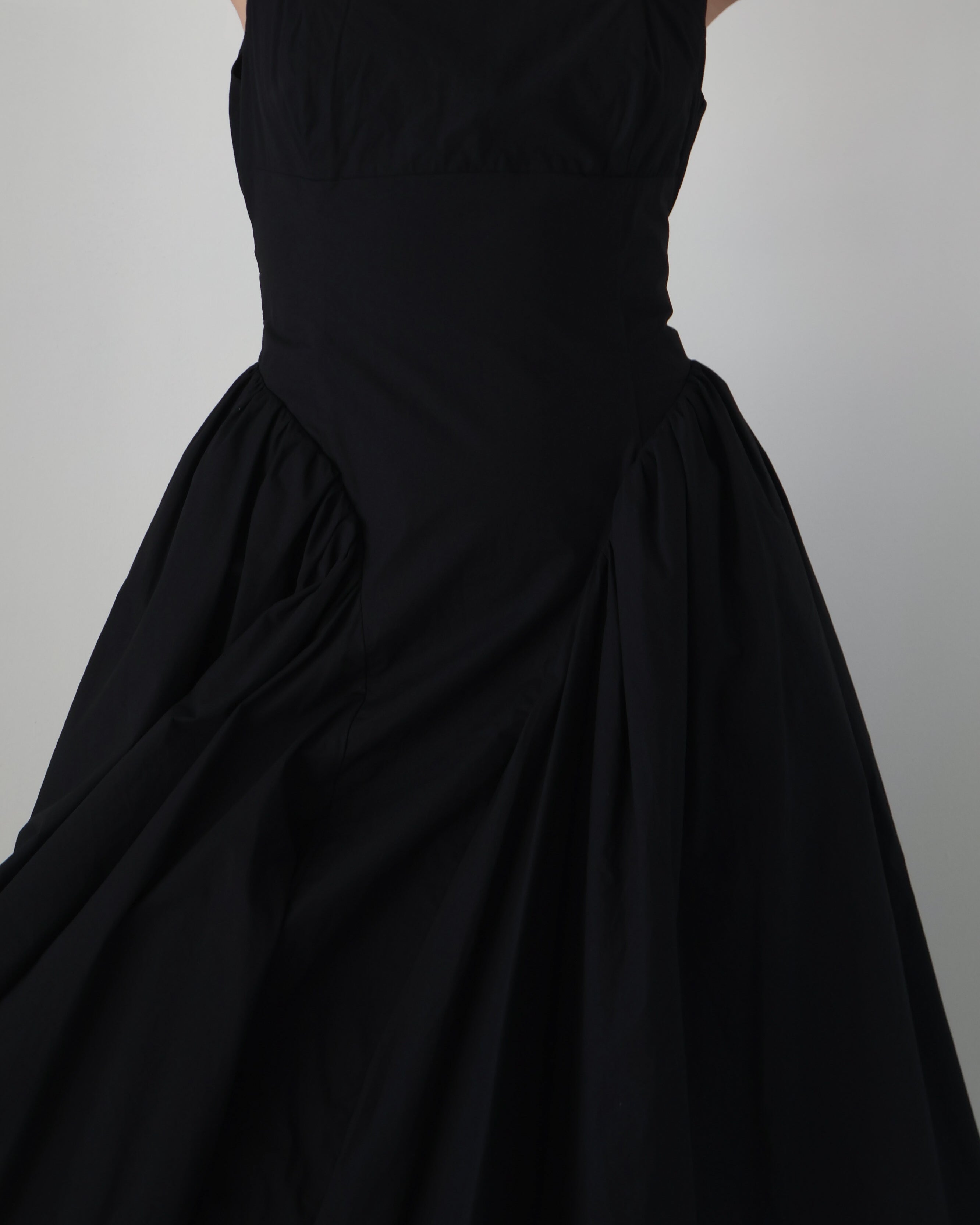 Black Contoured Waist Vinya Dress