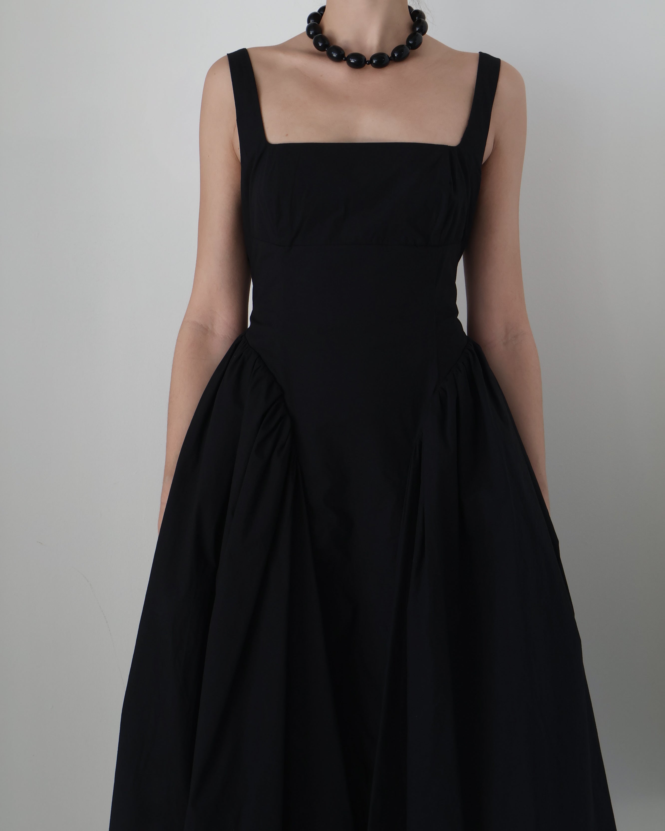 Black Contoured Waist Vinya Dress