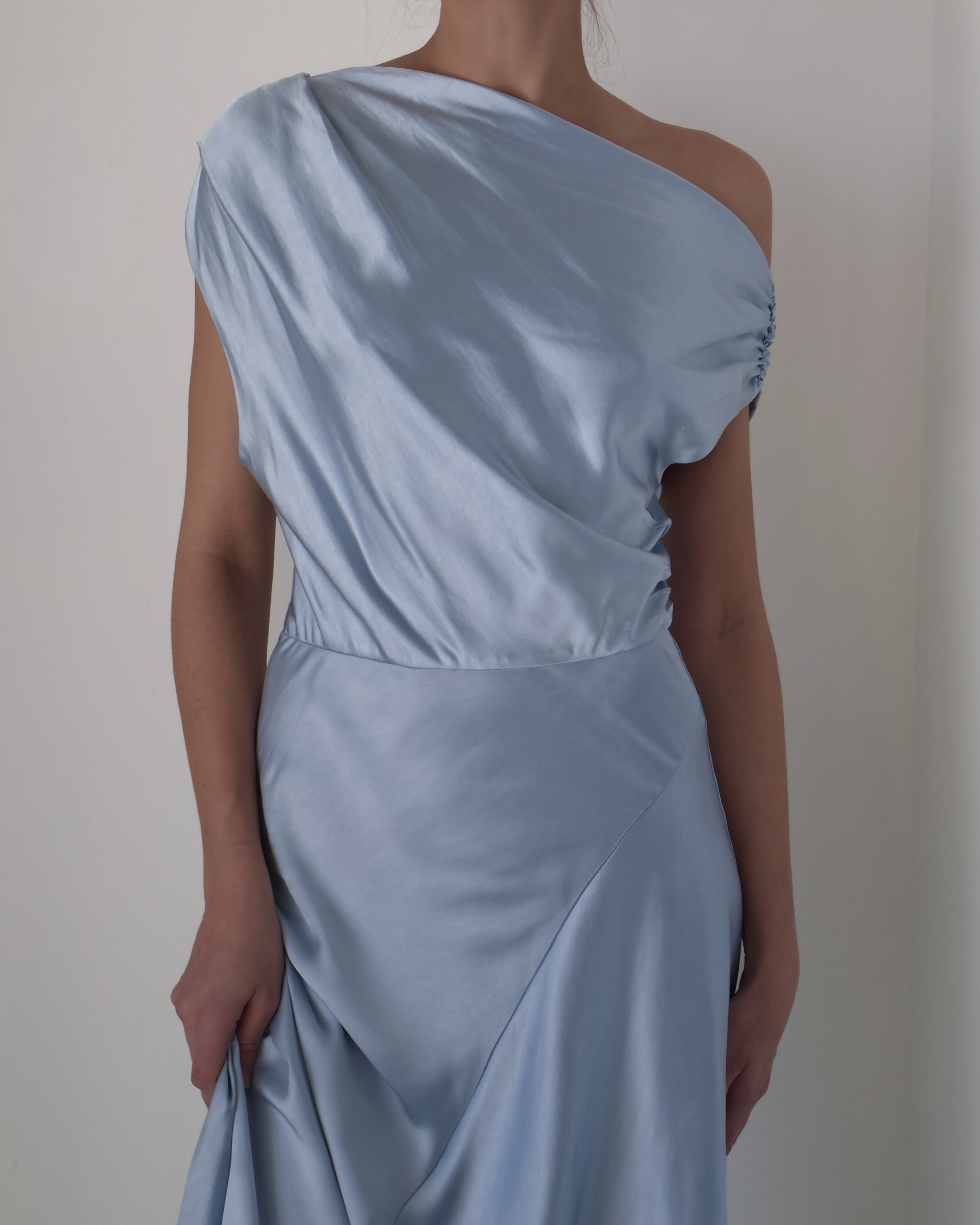 Blue Asymmetric Hem Mairyn Dress