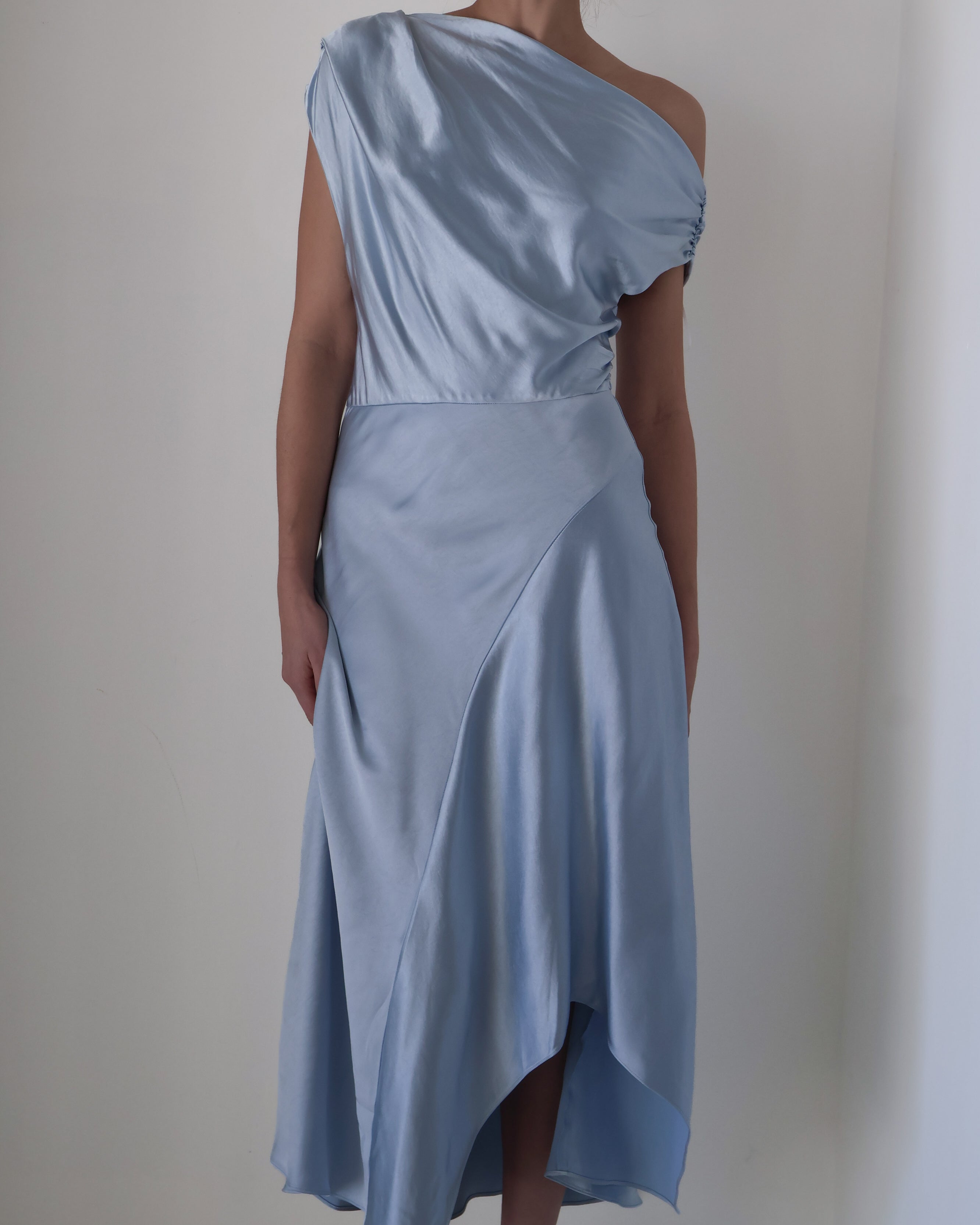 Blue Asymmetric Hem Mairyn Dress