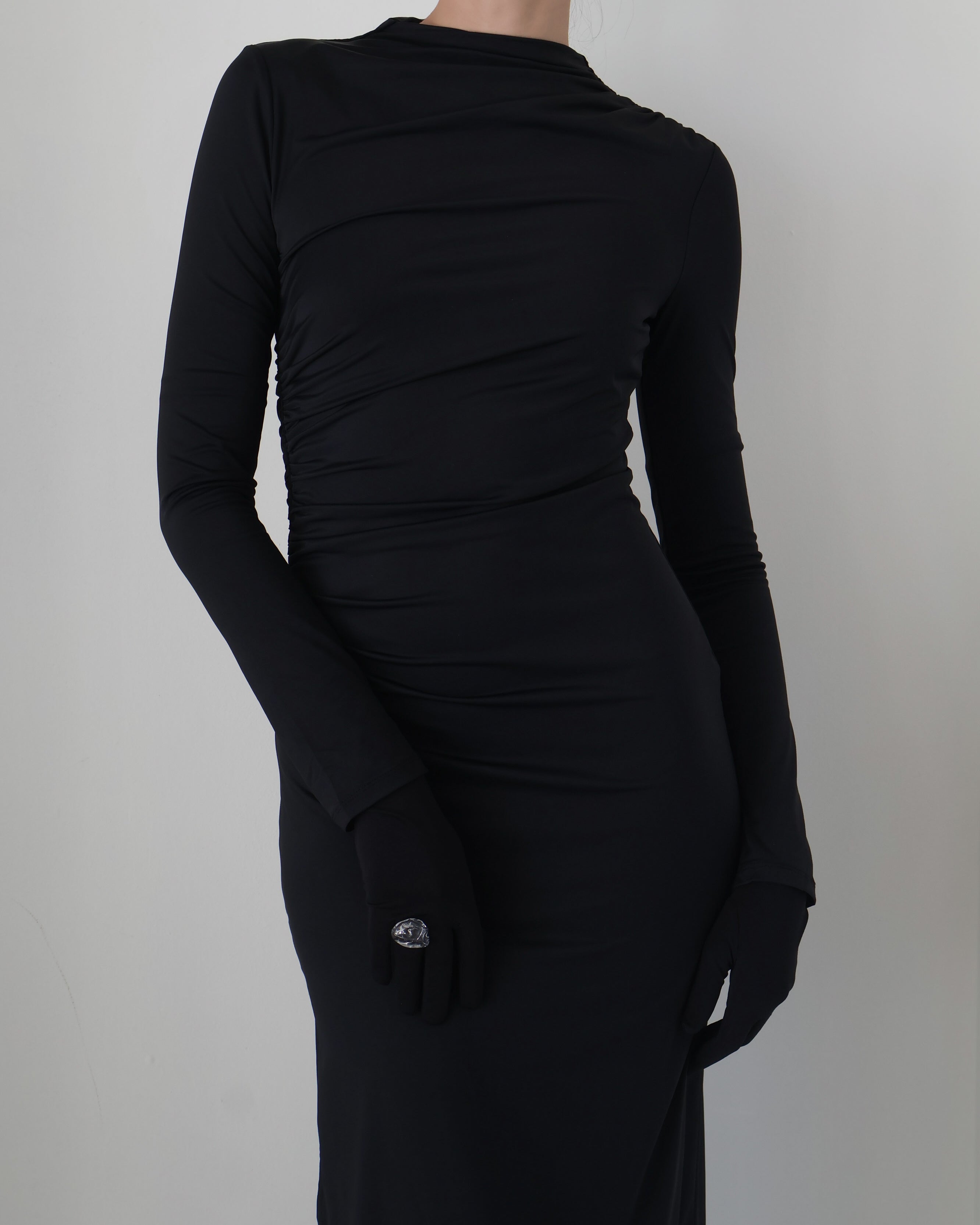 Black Bateau Neck Irina Dress