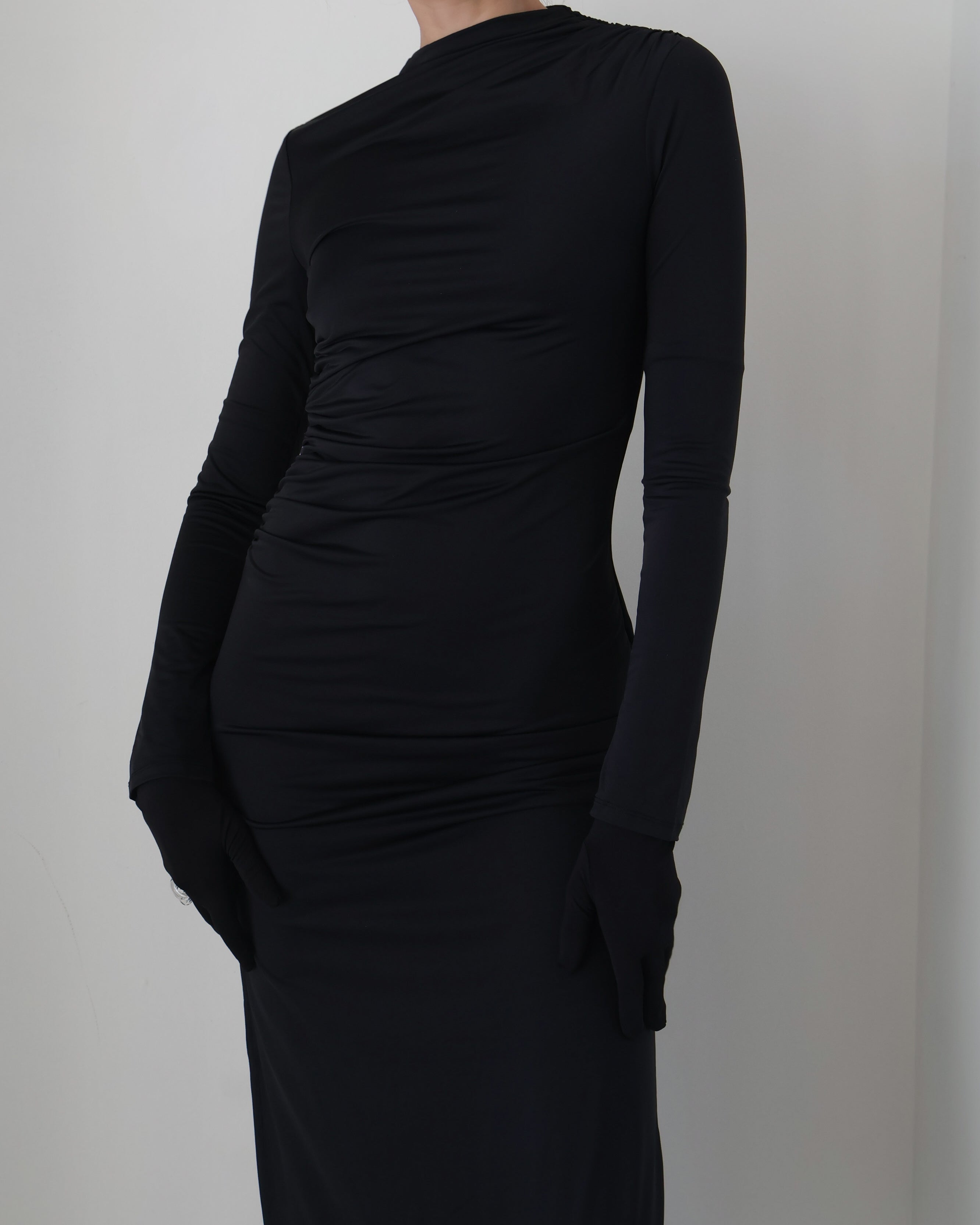 Black Bateau Neck Irina Dress