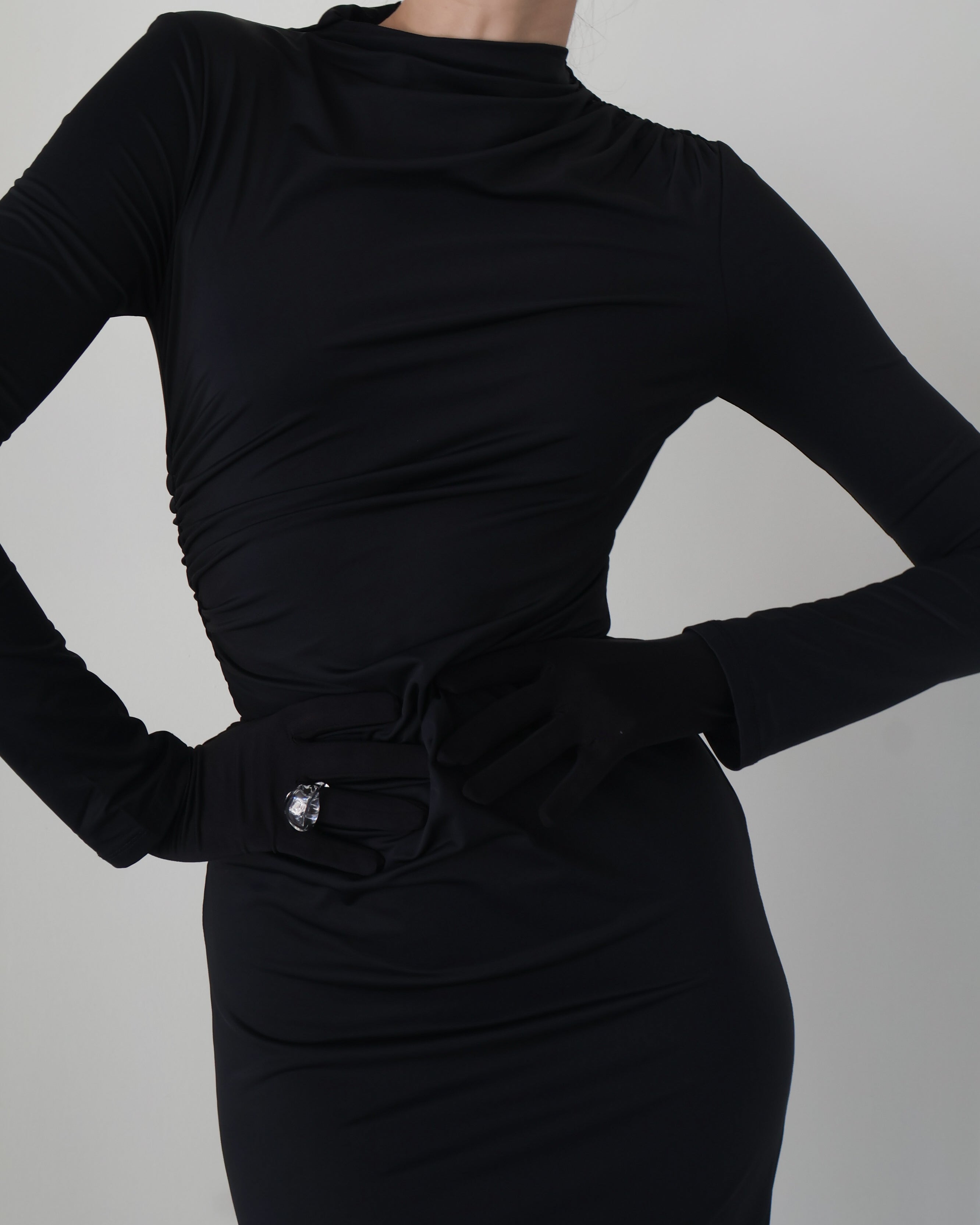 Black Bateau Neck Irina Dress