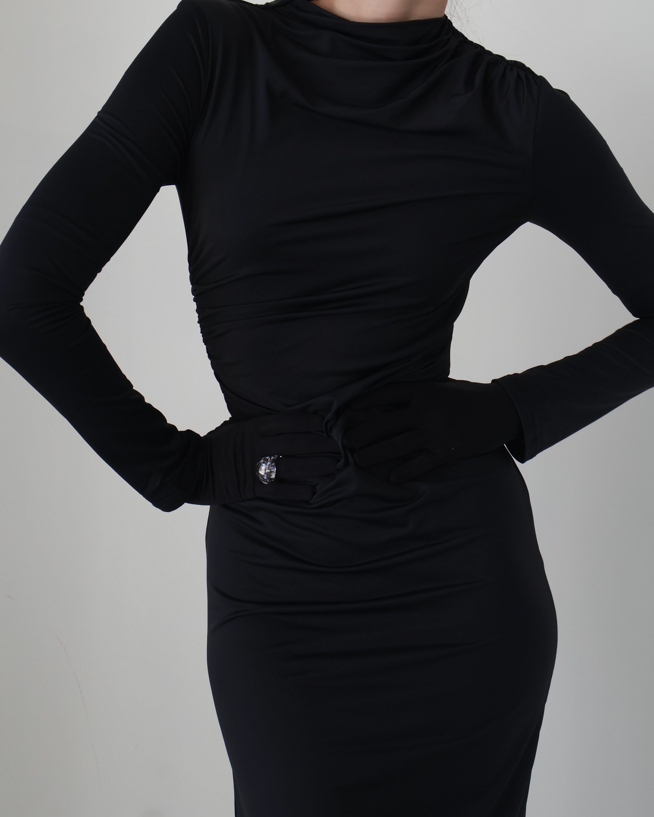 Black Bateau Neck Irina Dress