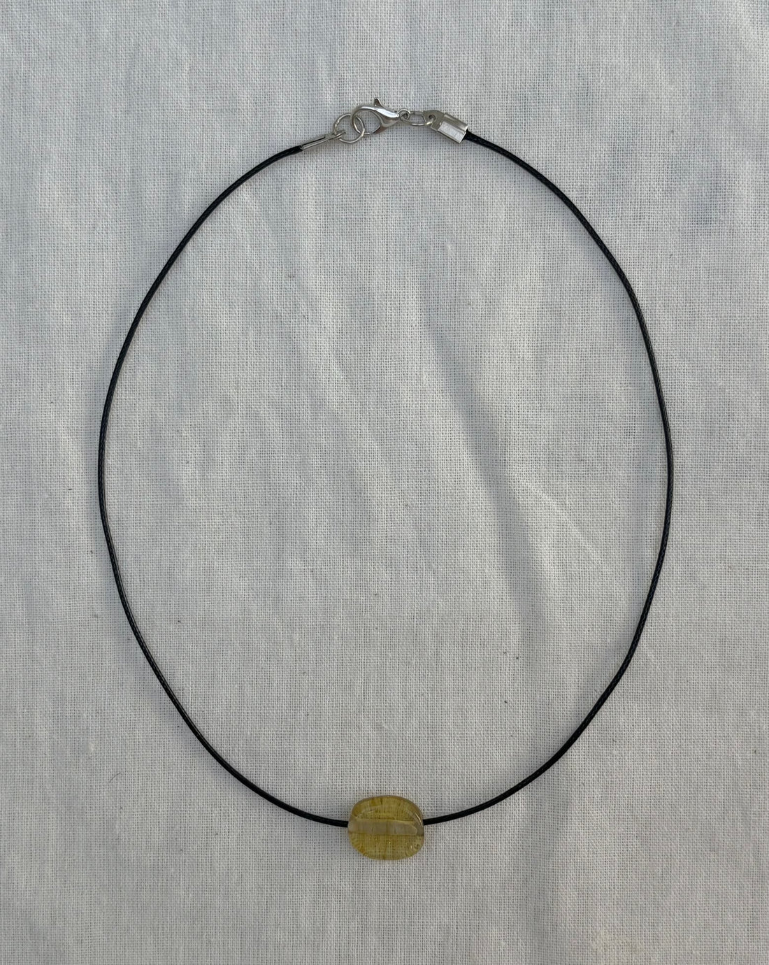 Nuri Studios Tiny Clear Yellow Glass Oval Necklace