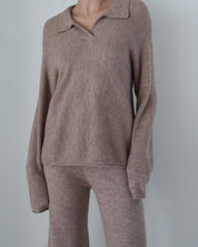 Heather Beige Pullover Collared Sweater