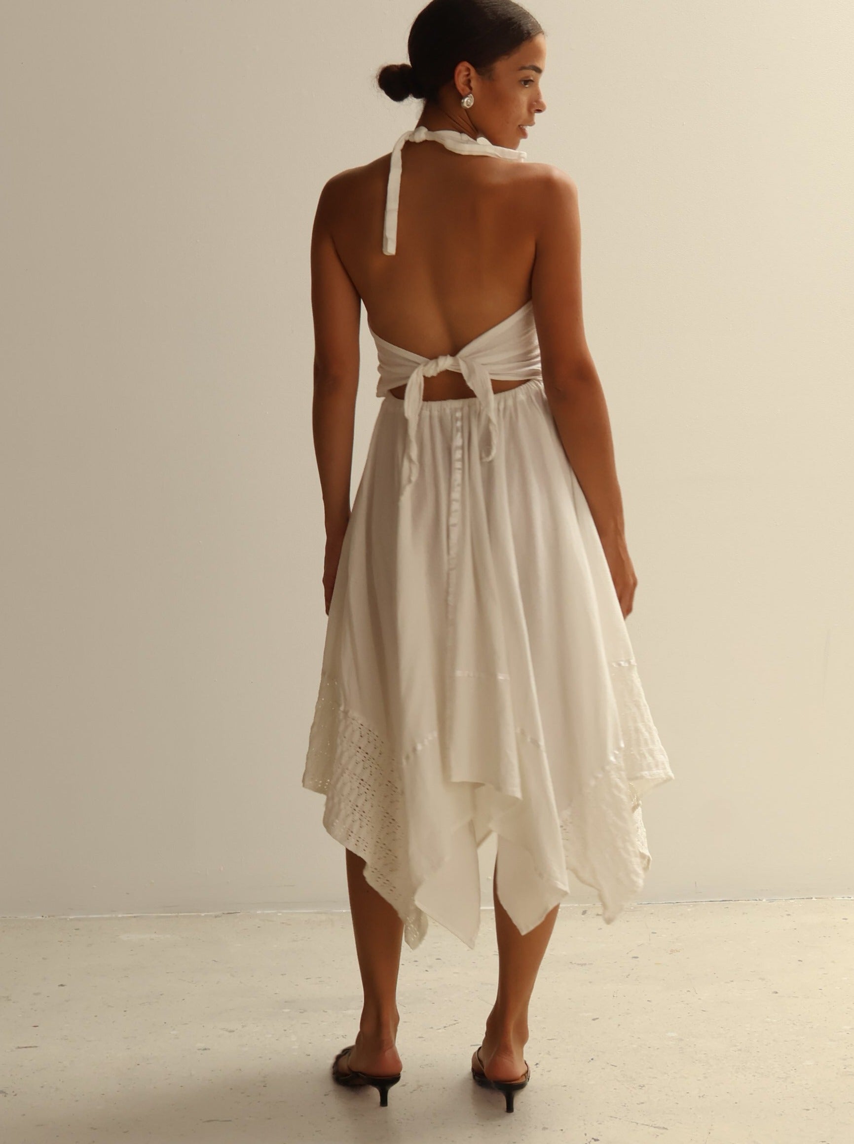 Vintage White Crochet Halter Dress