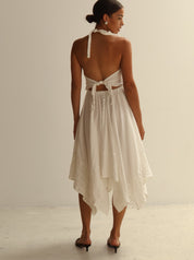 Vintage White Crochet Halter Dress