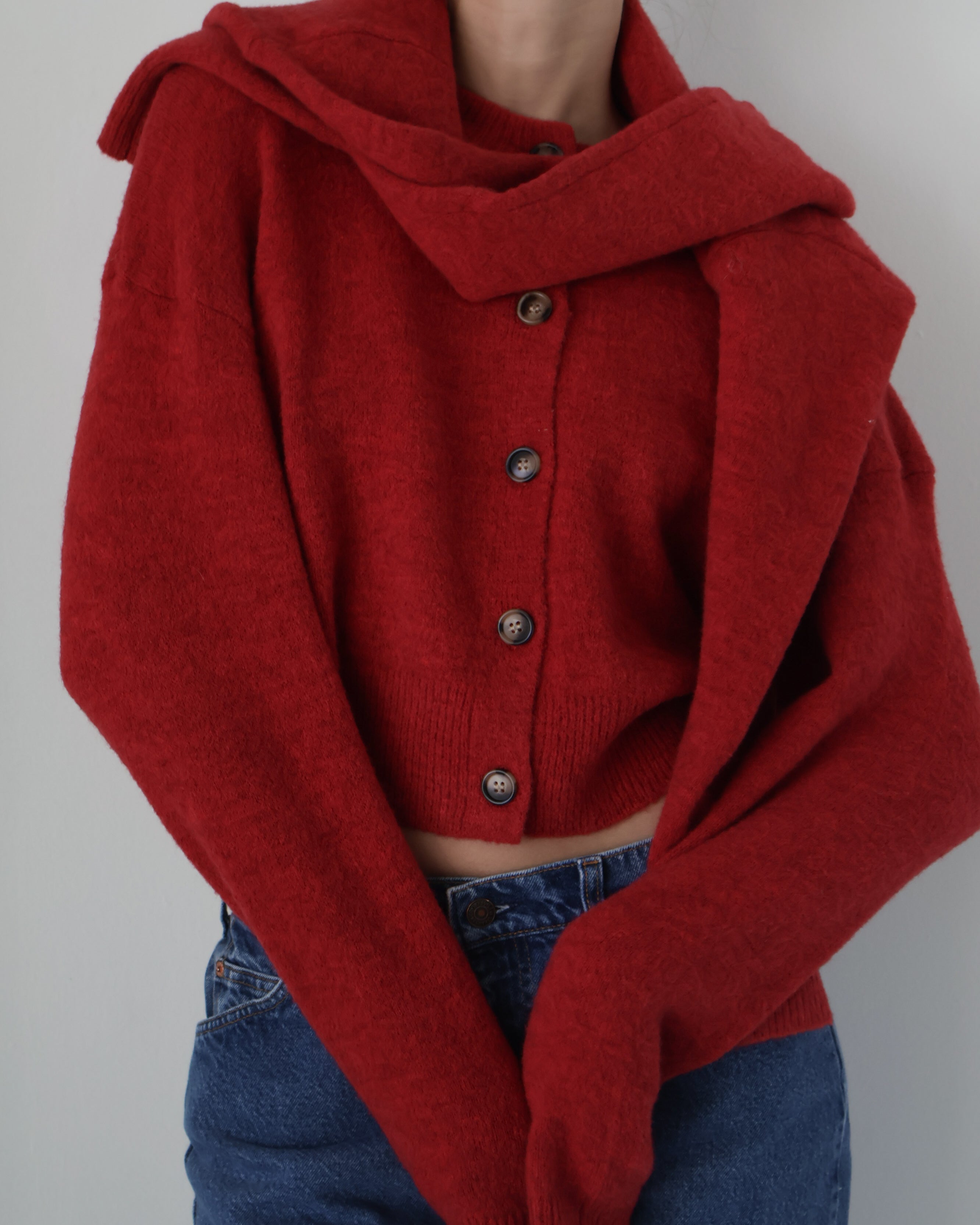 Red Cropped Enzo Cardigan