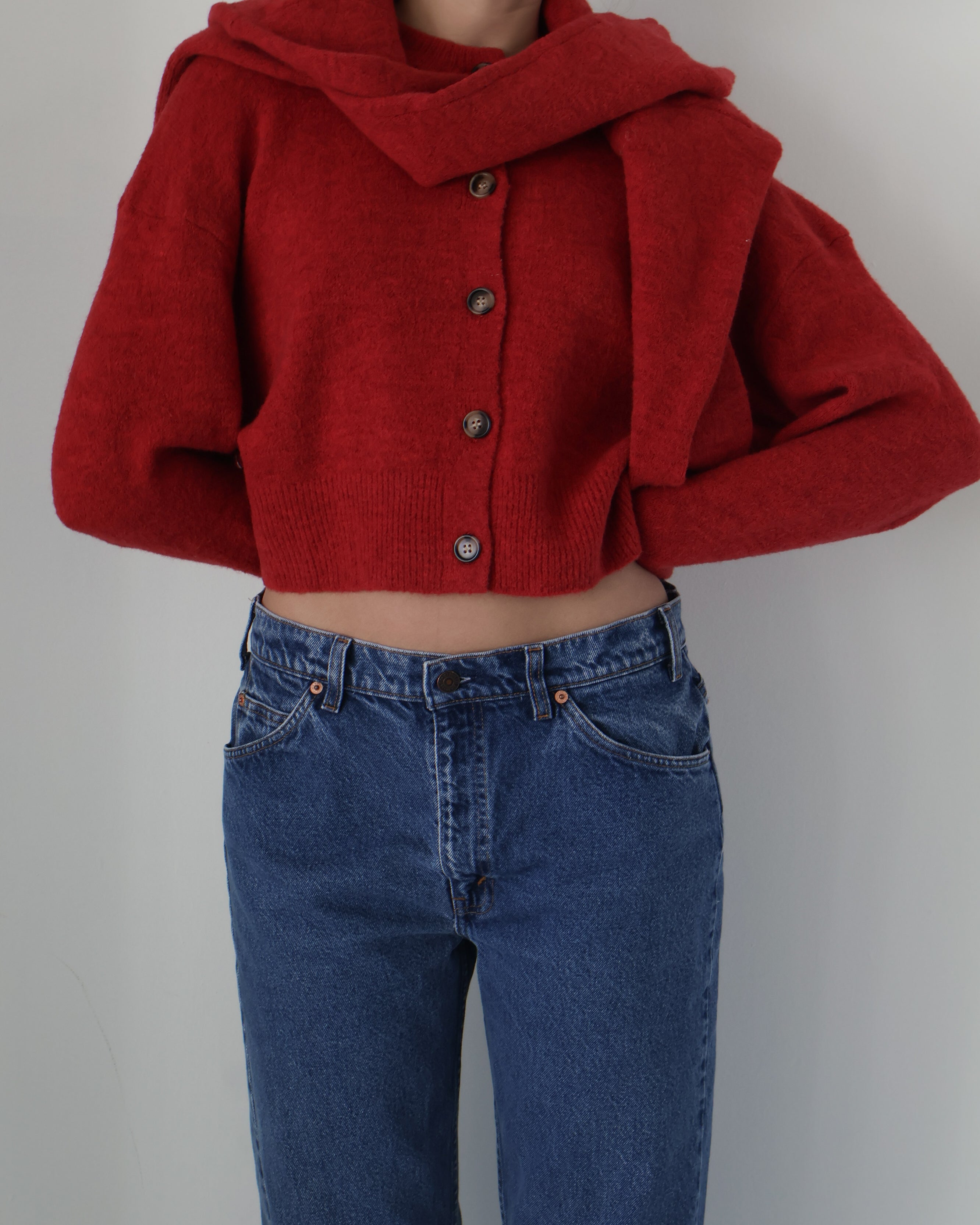 Red Cropped Enzo Cardigan