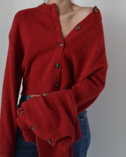 Red Cropped Enzo Cardigan