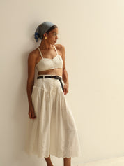 Vintage Ivory Eyelet Cotton Bralette + Skirt Set