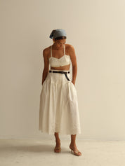 Vintage Ivory Eyelet Cotton Bralette + Skirt Set