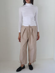 Deiji Studios Cream Drawcord Wide Leg Pant