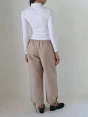 Deiji Studios Cream Drawcord Wide Leg Pant