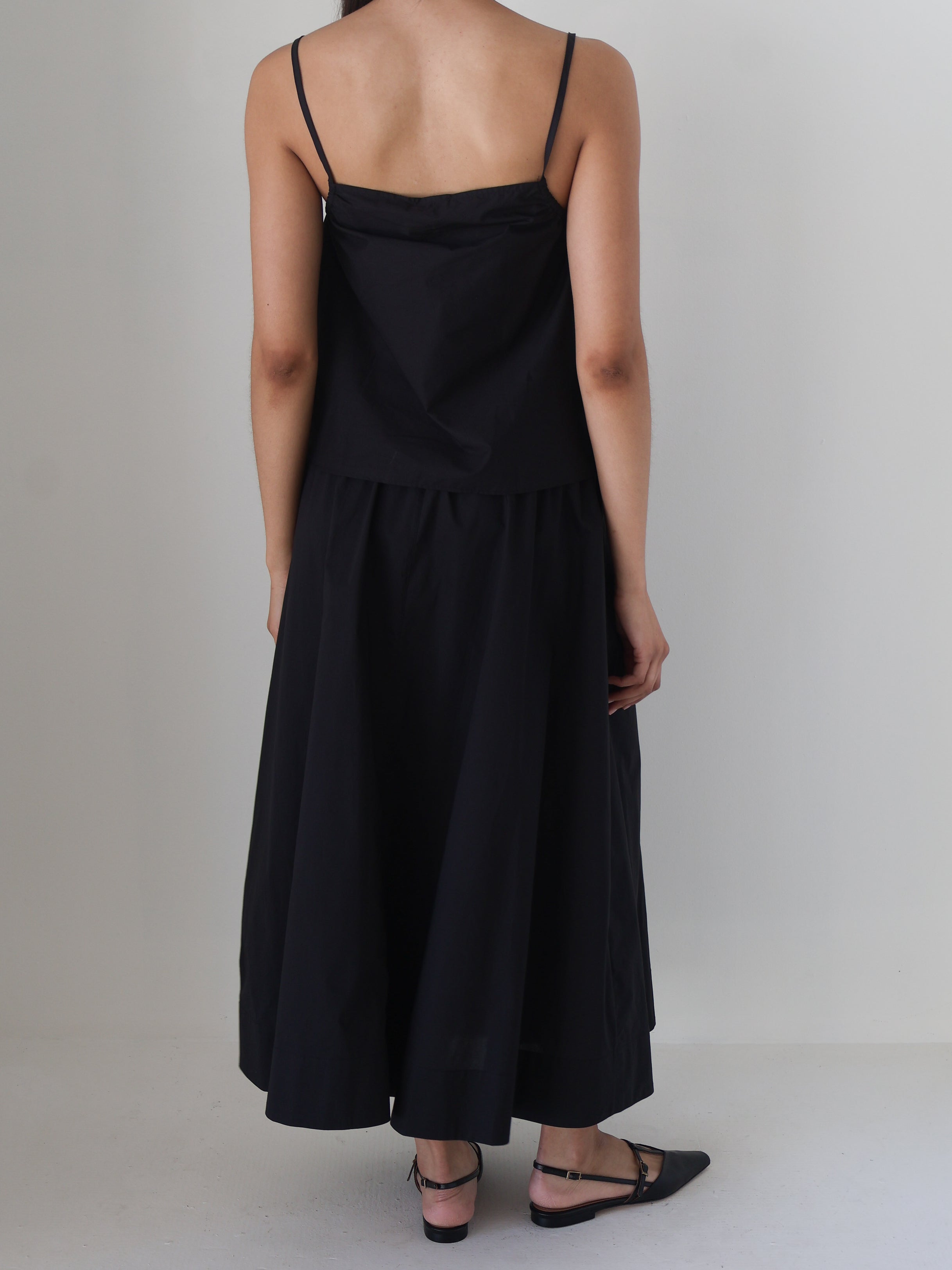 Deiji Studios Black Gathered Strap Top