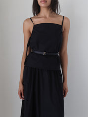 Deiji Studios Black Gathered Strap Top