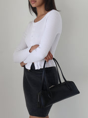 Serafina Black Vegan Leather Shoulder Bag