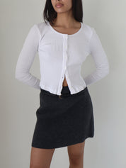 White Pointelle Cropped Cardigan