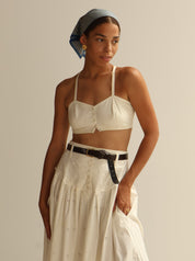 Vintage Ivory Eyelet Cotton Bralette + Skirt Set