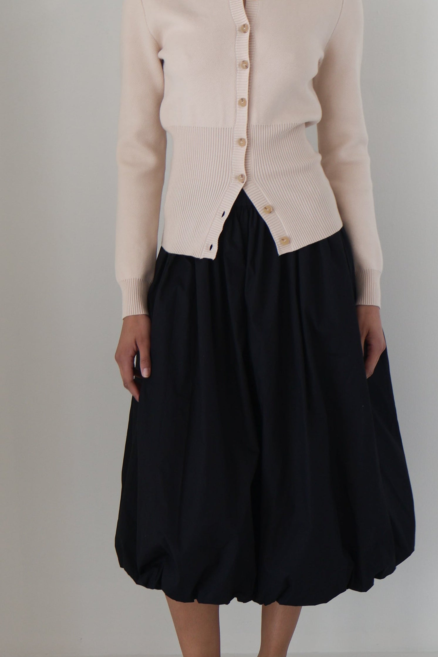 Black Bella Midi Bubble Skirt