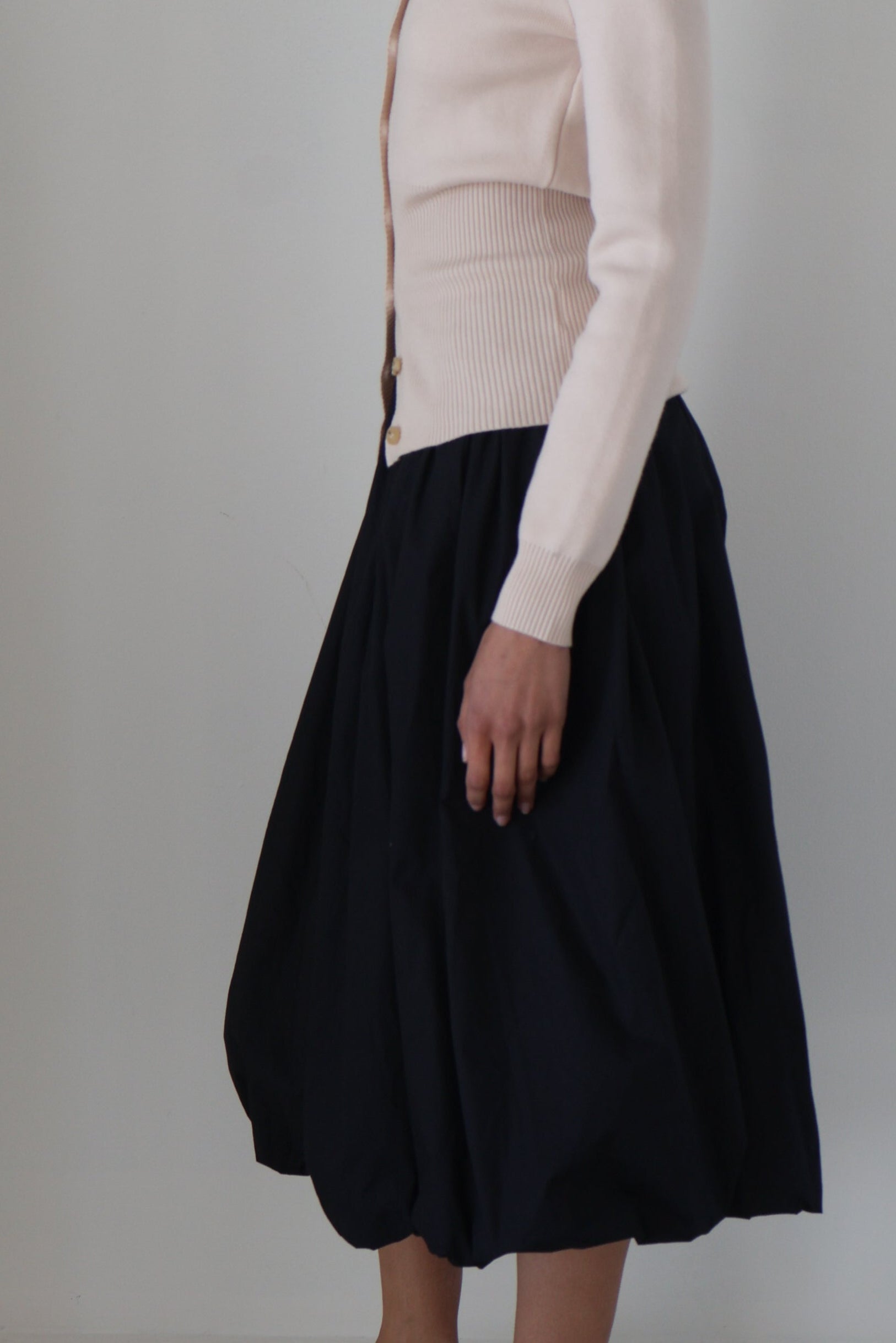 Black Bella Midi Bubble Skirt