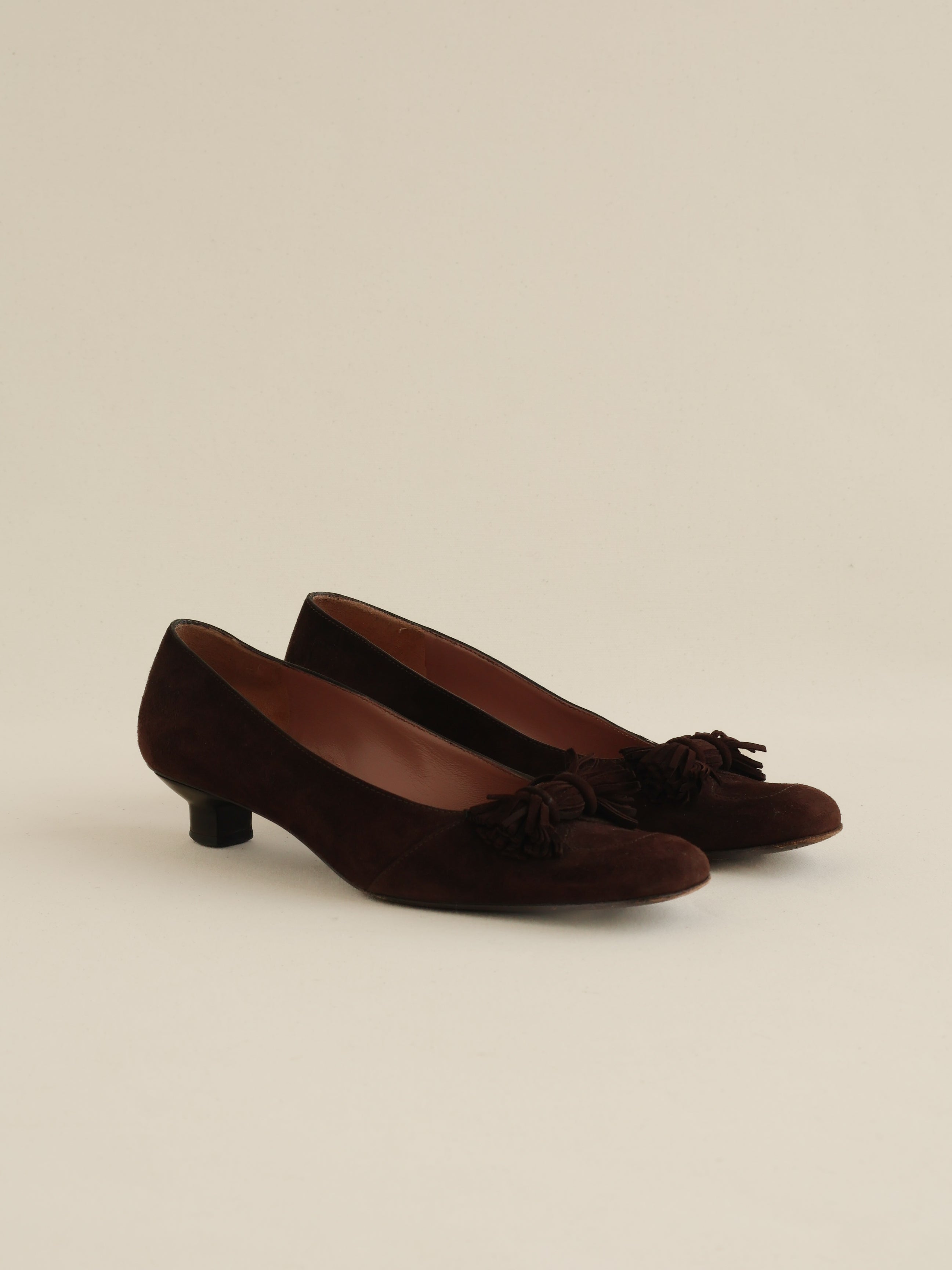 Vintage Brown Suede Kitten Heels