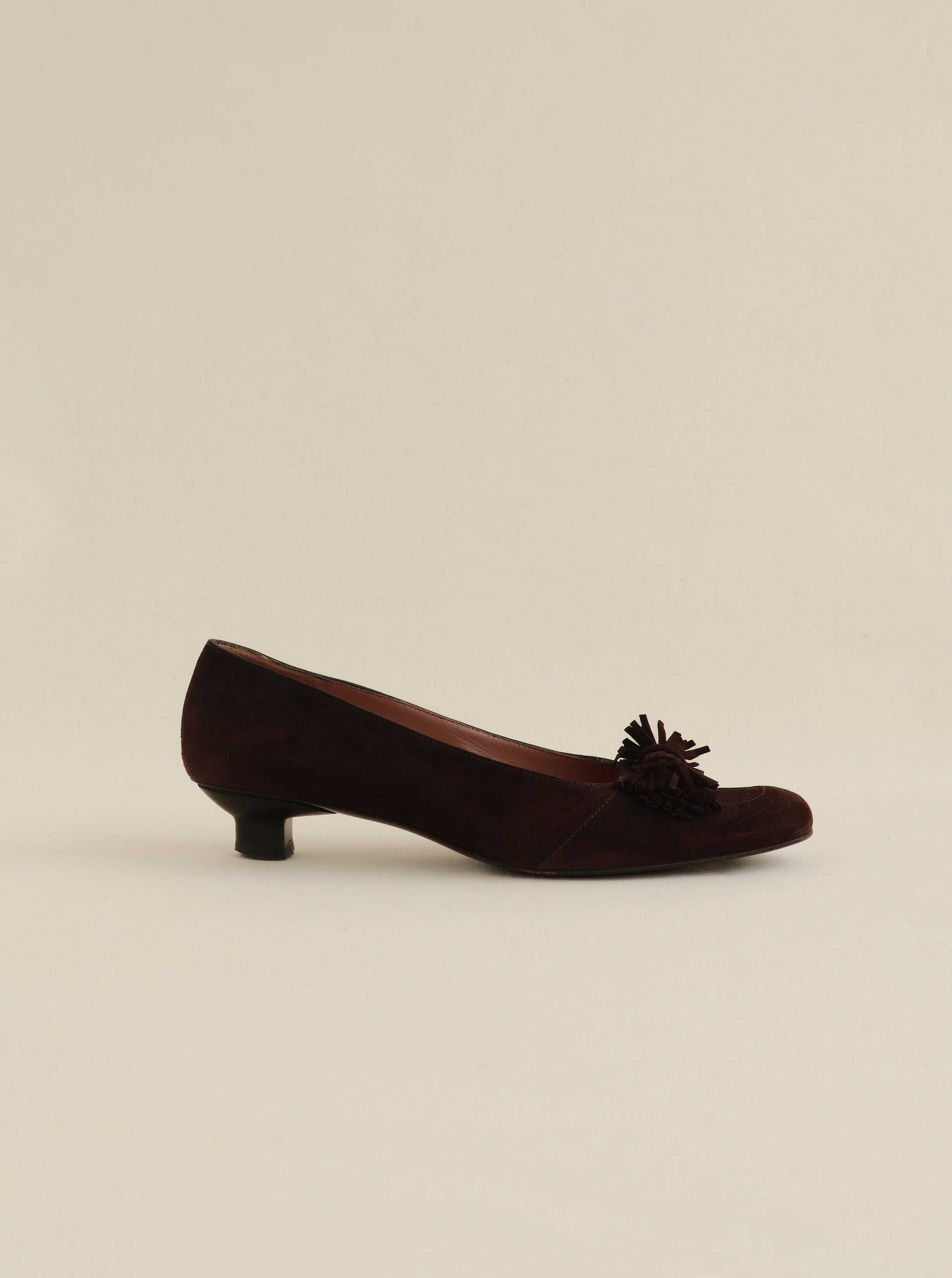 Vintage Brown Suede Kitten Heels