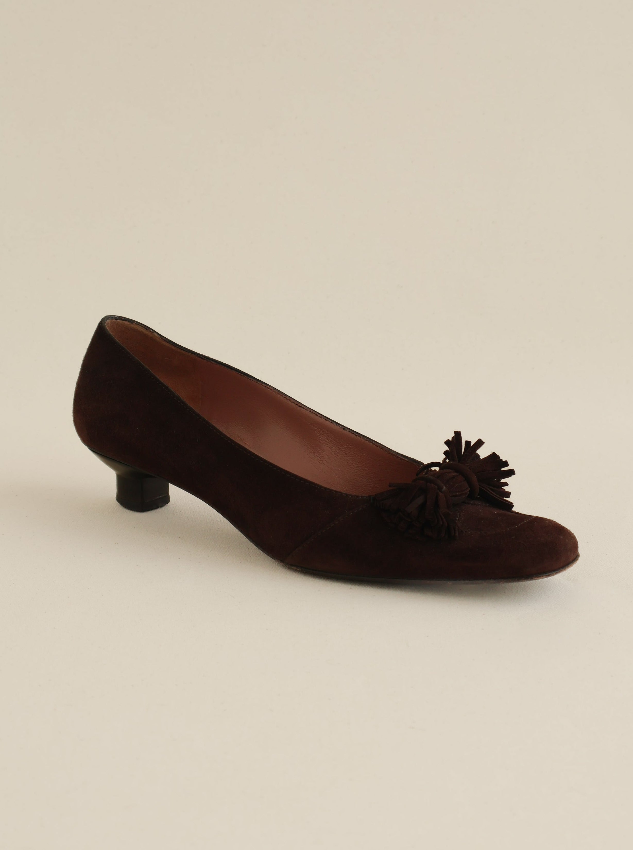 Vintage Brown Suede Kitten Heels