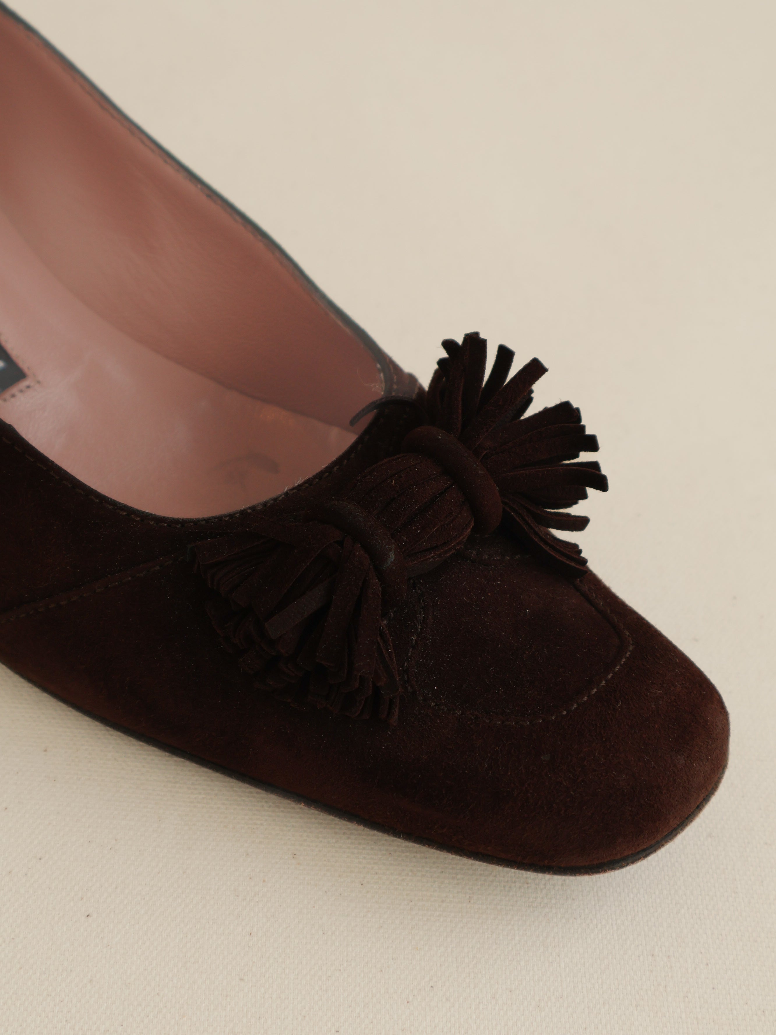 Vintage Brown Suede Kitten Heels