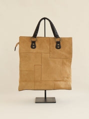 Vintage Tan Suede Patchwork Tote